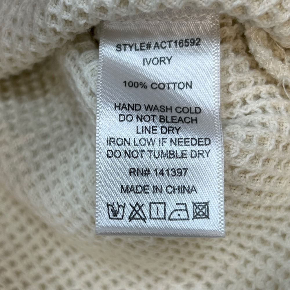 ASTR The Label Ivory Waffle Knit Cropped Hoodie Women's Medium 100% Cotton Cozy - Picture 4 of 8